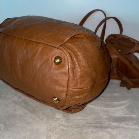 AUTHENTIC PRADA LAMBSKIN HOBO BAG CAMEL MEDIUM - Picture 8 of 15